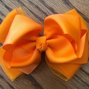 Orange 4" Double Stacked Organza Boutique Bow (2) 5B1863 Handmade NWT Boutiq